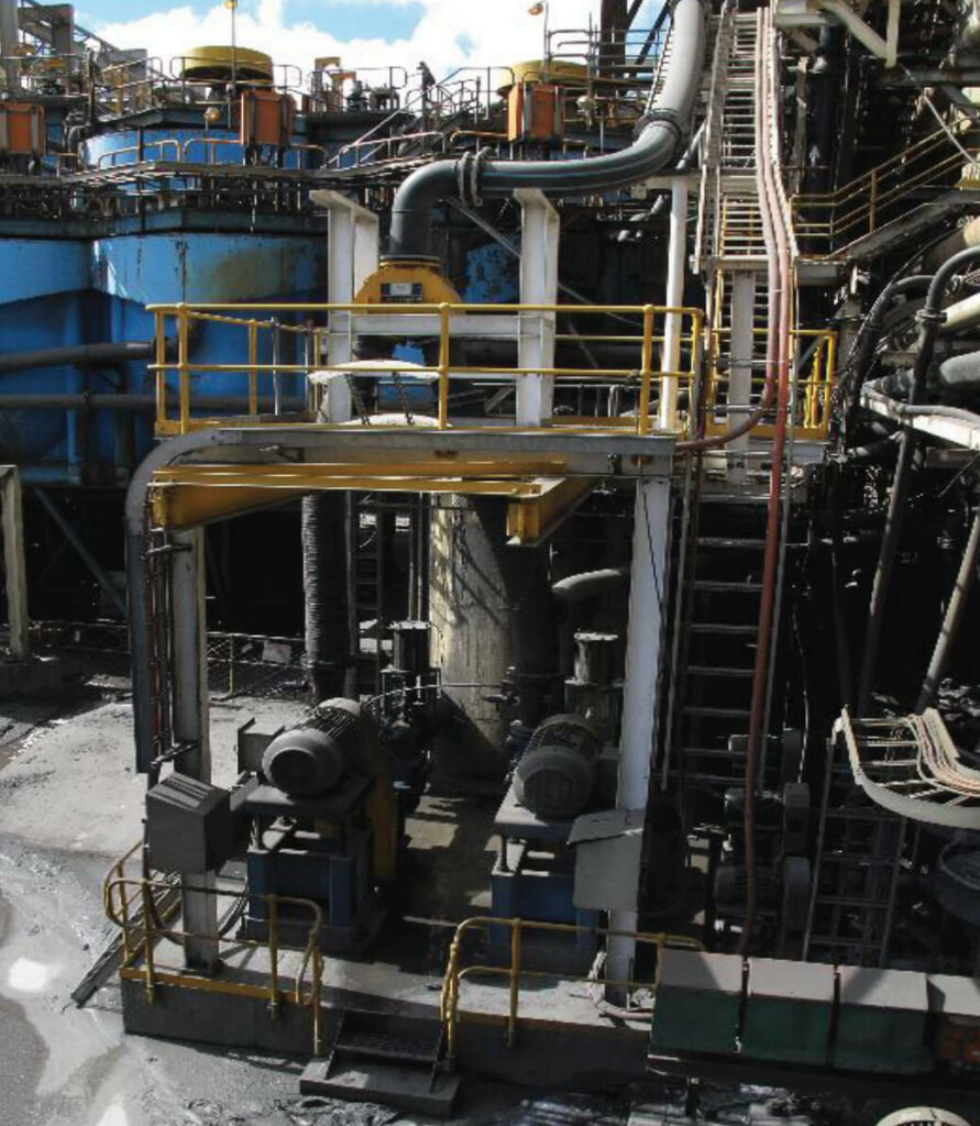 An industrial plant equipped with numerous belt conveyors.