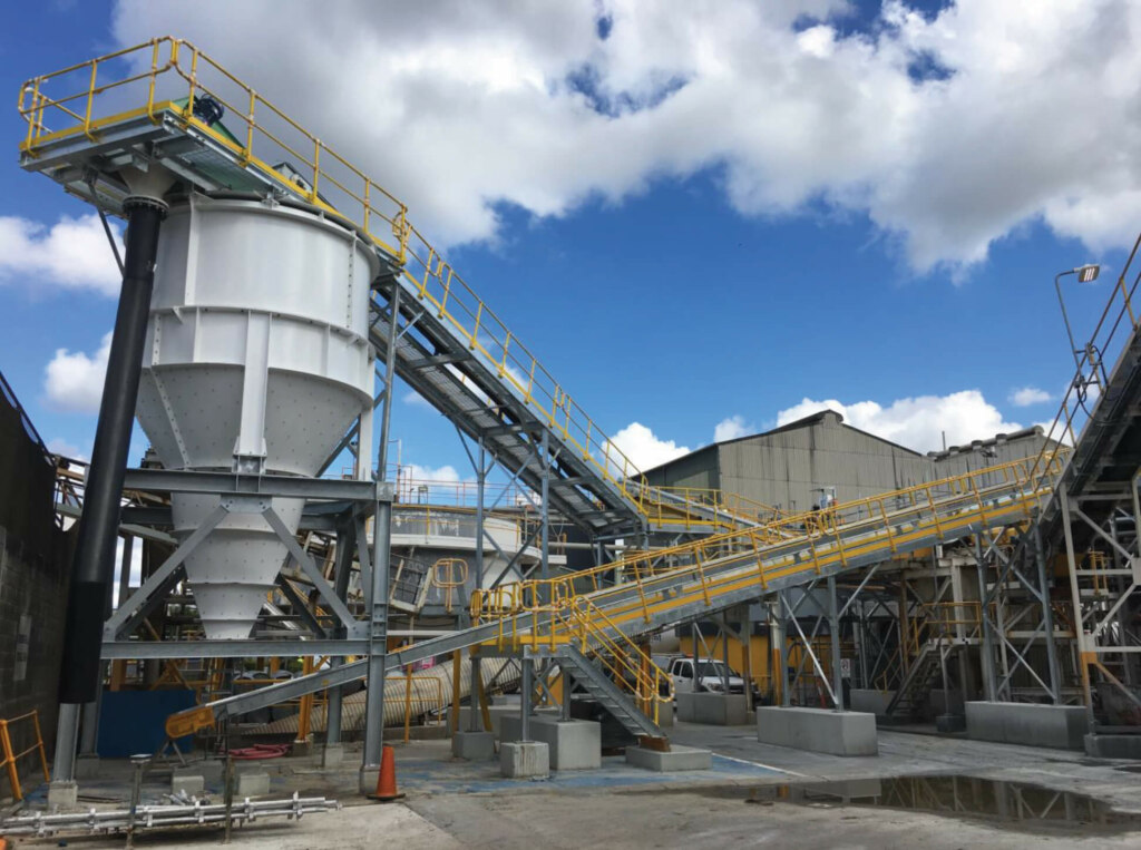 A sprawling industrial plant featuring state-of-the-art belt conveyors.