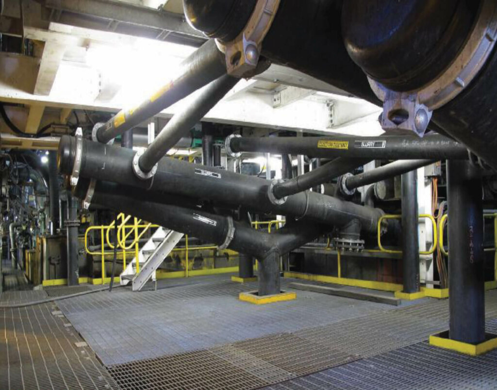 A spacious room filled with an intricate network of pipes.